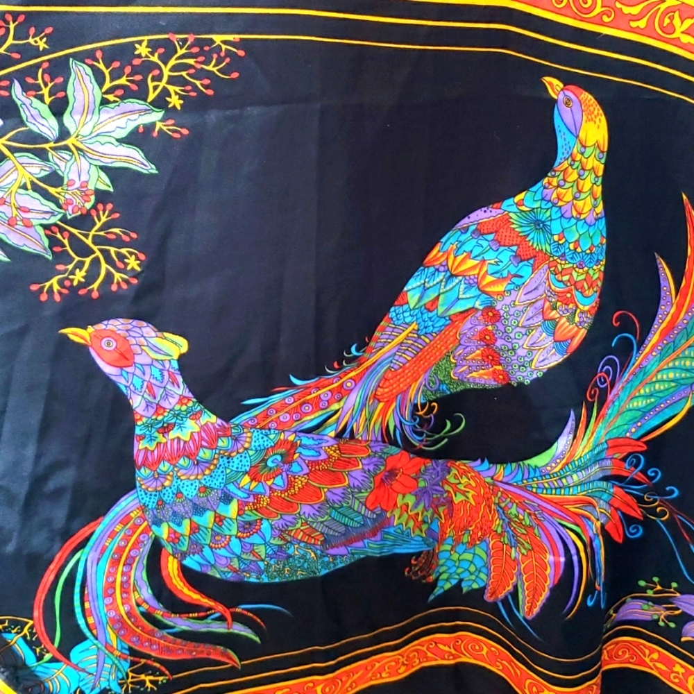 Winlar Kaftan Satin Peacock Print Resort Luxury - Picture 2 of 9